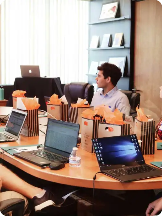 Office environment with professionals working